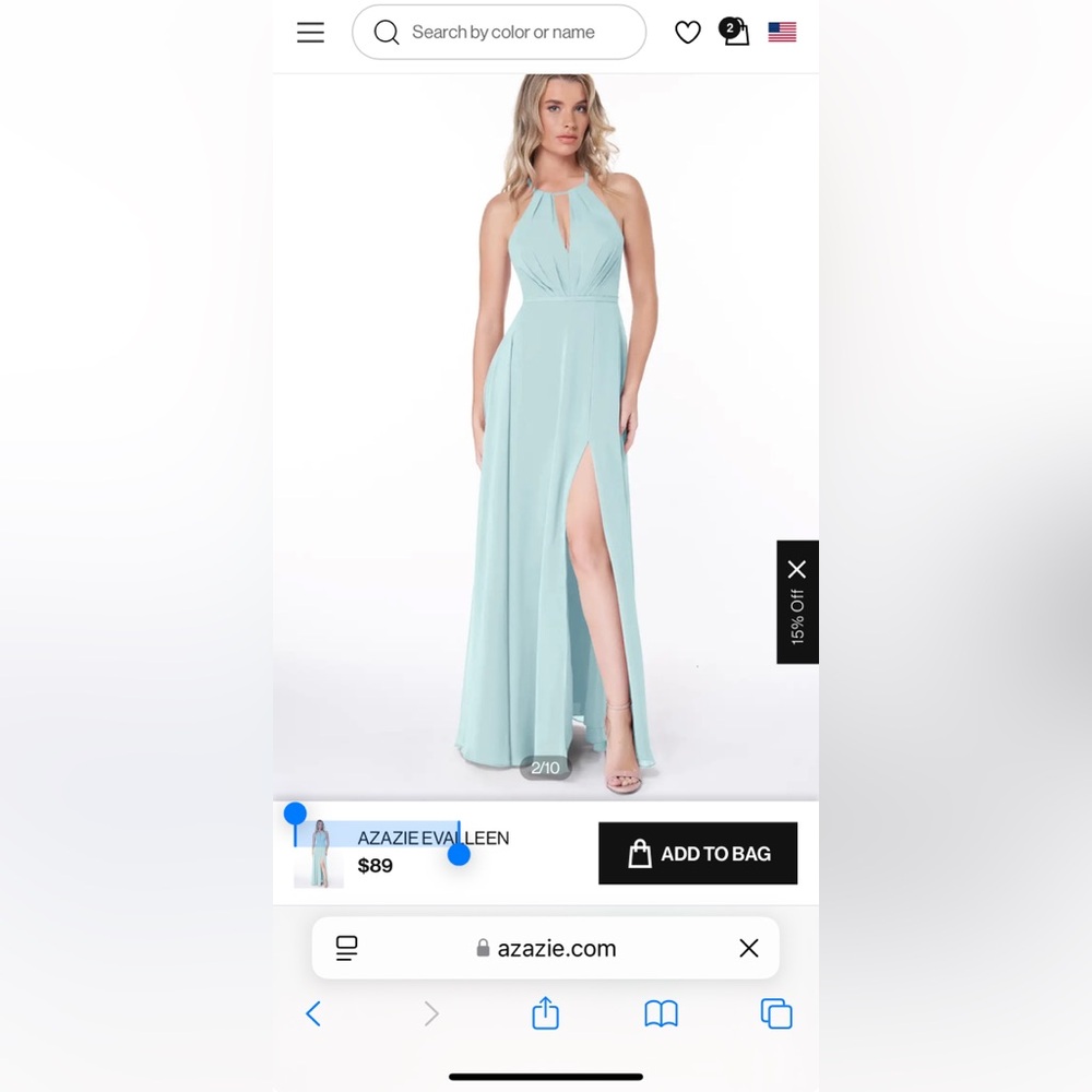 AZAZIE EVALLEEN sea glass size 0 dress
